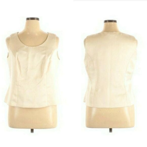 90's R&M Richards Formal Fitted Sleeveless Satin Ivory Shell Top Sz 16W - Picture 11 of 11